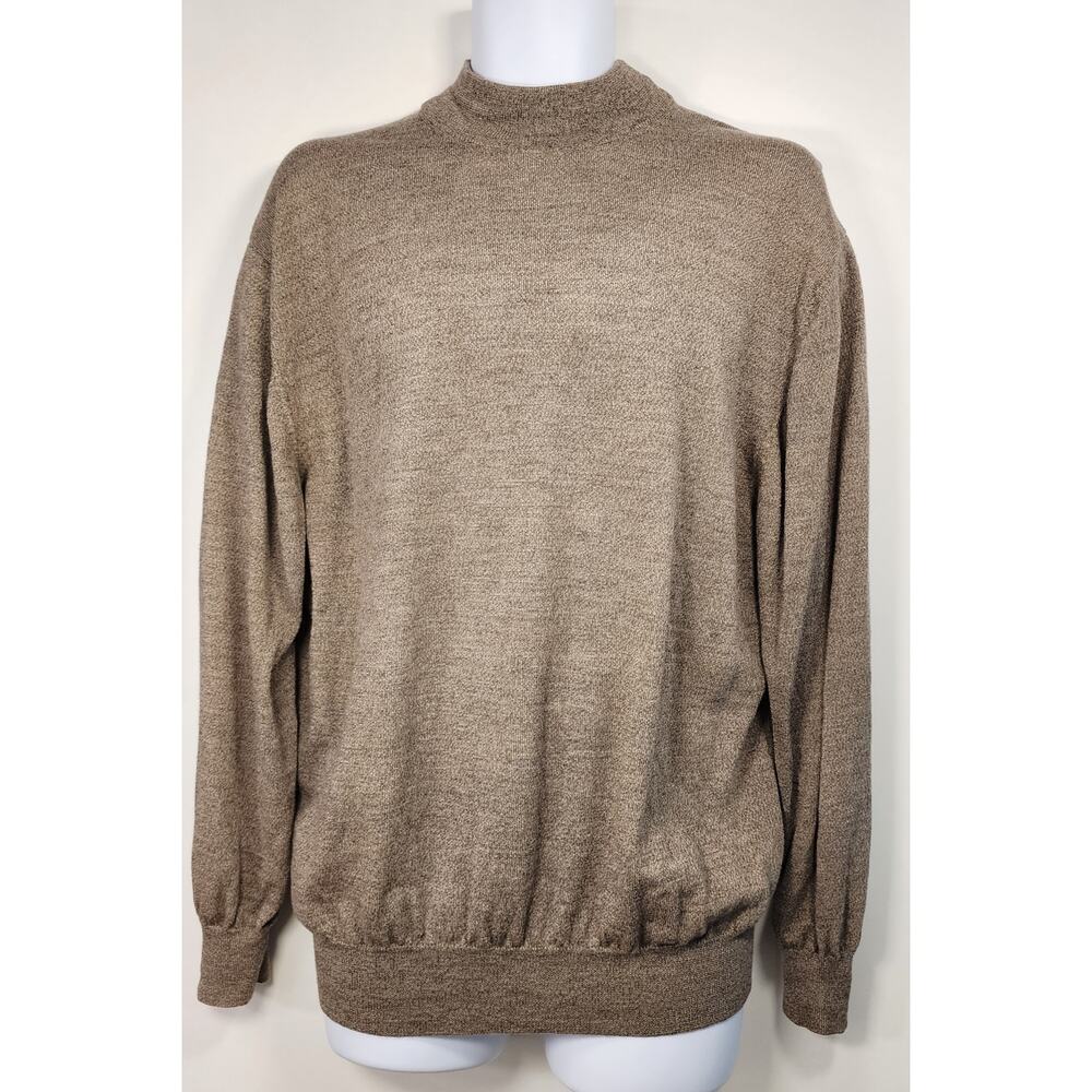 Paul Fredrick Extra Fine Merino Wool Mock Neck Sweater Men's‎ Large Tan
